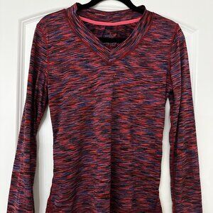 Cuddl Duds Flex Fit V Neck Purple Long Sleeve Top Size Large